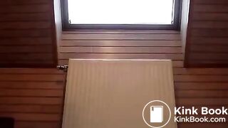 GIRL SHITTING ON HER LONG LEGS, LIQUID SHIT