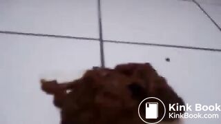 GIRL SHITTING ON HER LONG LEGS, LIQUID SHIT