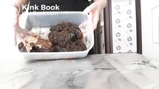 masked girl eats 7 loads of shit, vomits then eats more (part 1)