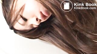 Beautiful Japanese princess using human toilet