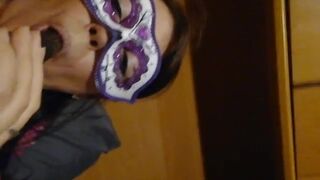 mature whore licks shitty dildo