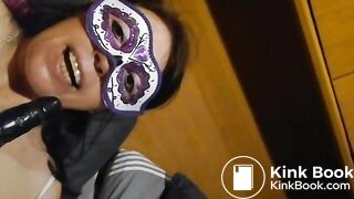 mature whore licks shitty dildo