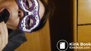 mature whore licks shitty dildo