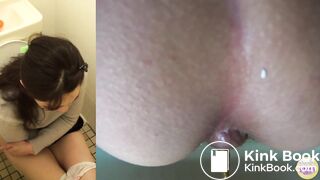 Girls pooping on toilet