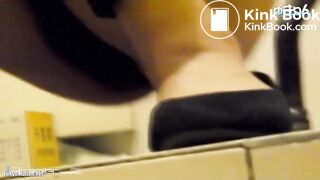 constipated chinese girl use enema in toilet