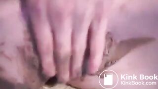 German whore stuffing her both holes with shit