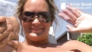 Runny shit next to pool