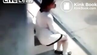 Dirty Girl Lifts Skirt and Shits at Bus Stop