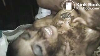 Naughty babe sucking a scat cock