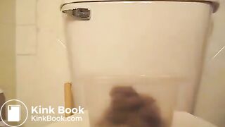 Huge load of creamy soft shit in a container