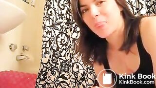 Huge load of creamy soft shit in a container