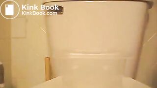 Huge load of creamy soft shit in a container