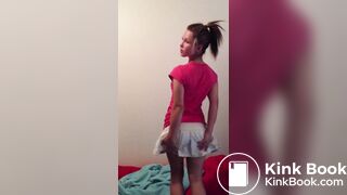 Cute Petite Girl Can't Hold It