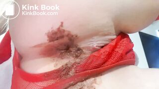 female panty pooping thick turd