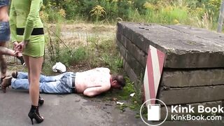 3 german doms getting down on a worthless loser