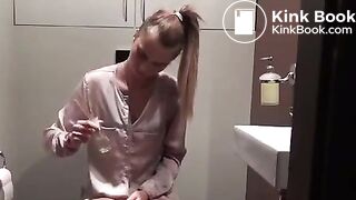 Cute teen records herself pooping