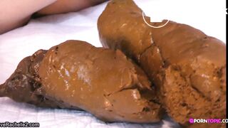 Nice brunette and her big turd