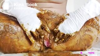 Cute blond shitting and pissing everywhere