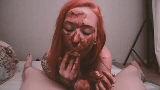 Girl Sniffs and Smears Scat with Smegma Cock PART 2