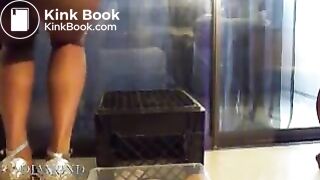 Ebony shit in container at home