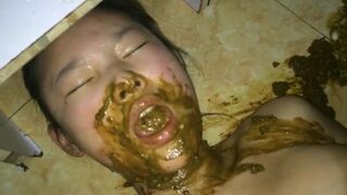 Chinese slave eats masters shit