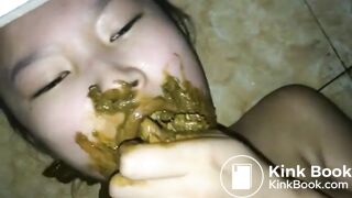 Chinese slave eats masters shit