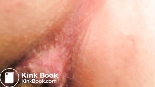 Girl walks and deposits piles everywhere in the woods