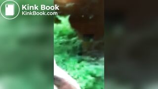 Scat and farts by naked young woman in public