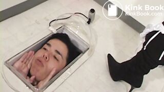 Cute girl use her human toilet & paper