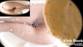 Cute girl diarrhea on toilet