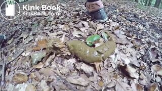 Sexy girl shit in the woods