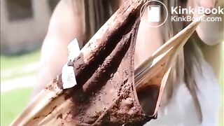 Shitting in her panties outdoor