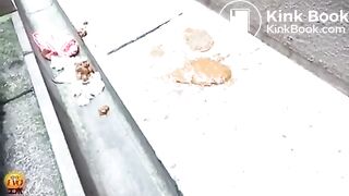 Japanese girl pooping and wipe with pads