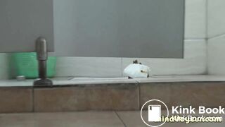 Girl in green dress pooping