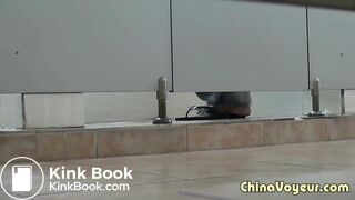 Girl in green dress pooping