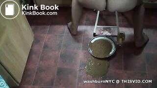 Diarrhea shat from woman onto plate