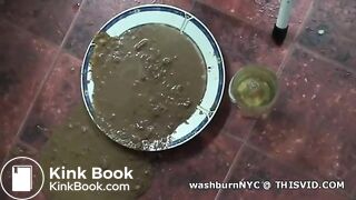 Diarrhea shat from woman onto plate