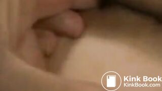 Pulling feces out ouf her ass