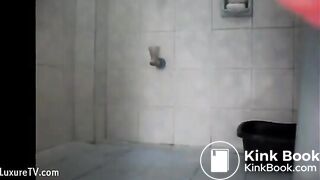 Kinky Asian chick bends over and squeezes out a big brown turd