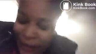 Black girl poops in public toilet