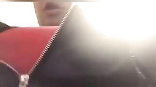 Black girl poops in public toilet