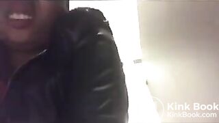 Black girl poops in public toilet