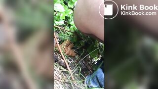 Dropping a big pile in her neighbour's garden.