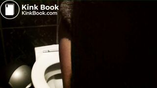 Dirty girl shits on public toilet seat