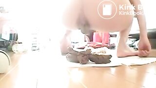 Asian pooping on the floor
