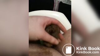 shy teen rubs shit