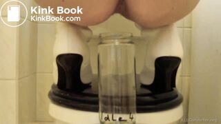 Woman pooping into jar.3