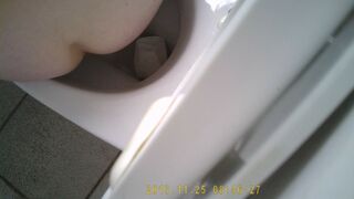 girl pops nice turd on toilet