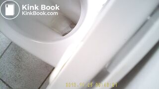 girl pops nice turd on toilet