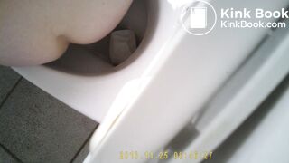 girl pops nice turd on toilet